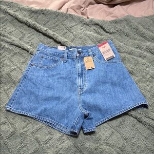 Levi's Classic Blue High Waisted Mom Denim Shorts